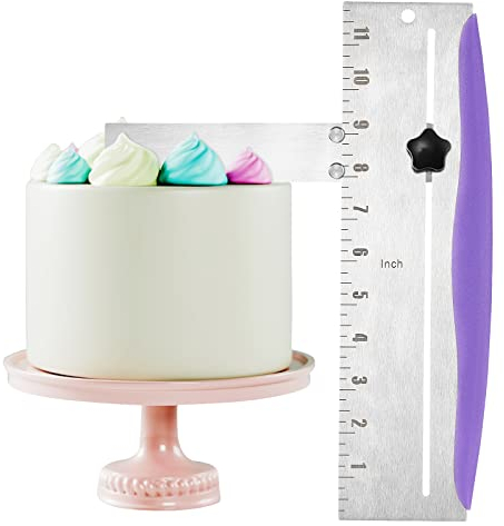 ONEVER Stainless Steel Cake Scraper Adjustable Cake Edge Smoother Baking Cakes Comb