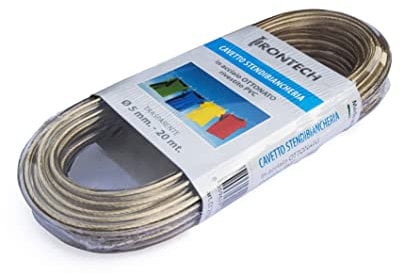 Cavo stendibiancheria Ø 5 mm. in acciaio ottonato rivestito PVC trasparente 20 mt.