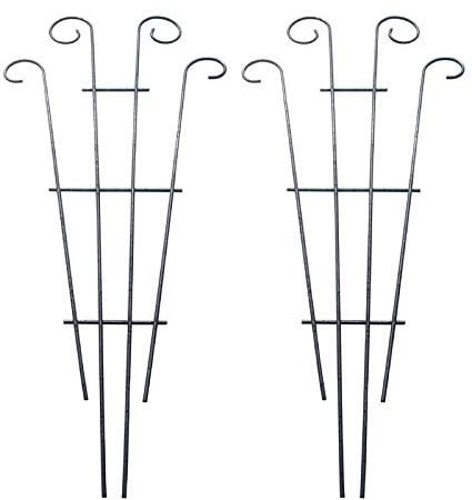 MTB Silver Coated Wave Pot Trellis 23'' Plant Stakes for Climbing Plants Pack of 2,Plant Support