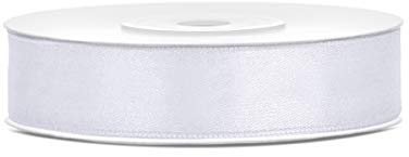 25 m x 12 mm Rolle Satinband Geschenkband Schleifenband Dekoband Satin Band (Weiß)