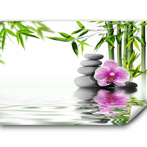 murando Fototapete selbstklebend Spa 343x256cm Foto Tapete Tapetenfolie Möbelfolie Wandverkleidung Wandtapete Motivtapeten Bildtapete Wohnzimmer Schlafzimmer 3d Effekt Orchidee Bambus Steine Zen