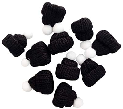 Amosfun 10 stücke weihnachtsstrickmütze Mini weihnachtsmützen Weihnachtsbaum Ornamente DIY (schwarz)