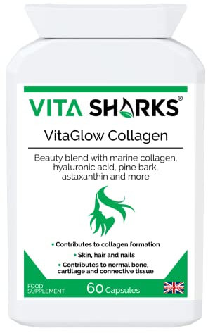 VitaGlow Collagen - Anti-Ageing Tablets with Biotin for Beautiful & Youthful, Glowing Skin, Hair, Nails, Strong Bones & Connective Tissues with Vitamin C & B3 (Contains Marine Collagen)
