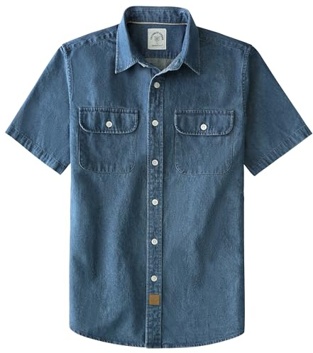 Dubinik®Chemise Jeans Homme Chemise Homme Manches Courtes Casual Coton Regular Décontractée Travail Easy Iron Chemise Homme