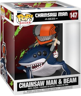 Funko POP! Rides Deluxe: Chainsaw Man - Reze and Beam | Official Merch - Collectable Vinyl Figurine for Shelf Display - Birthday Gift Idea for Fans and Collectors
