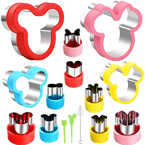 Elfkitwang Minnie Themed Cookie Cutters Set, Minnie Head Cartoons Shapes Cookie Cutter for Kids Sandwich Cakes Biscuits Vegetables Fruit Cutters Baking Mold(Verschiedene Größen)