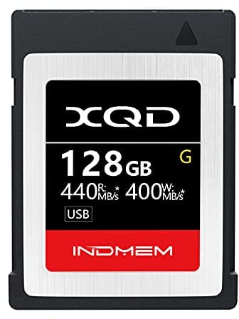 INDMEM 128GB XQD Card 5X Tough MLC XQD Flash Memory Card High Speed G Series (Read 440MB/s and Write 400MB/s)