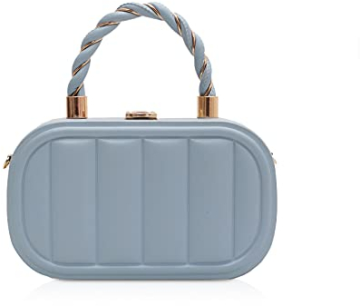 NICOLE & DORIS Frau Tasche Klein Designer Handtasche mit Kette Abendtasche Damen Partytasche Mode Schultertaschen PU Leder Handy Tasche Crossbody Hellblau