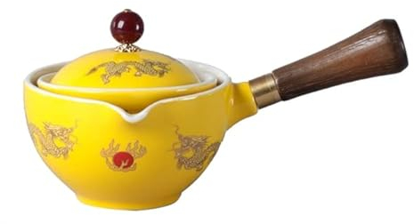 LUNYY Juego de té chino portátil Gongfu Kung Fu 360 tetera giratoria tetera de cerámica infusor semiautomático té para oficina en casa