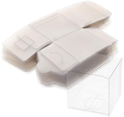 Healvian 50pcs Clear Boxes for Favors Transparent Cube Box Treat Box Gift Packing for Christmas Party Favors