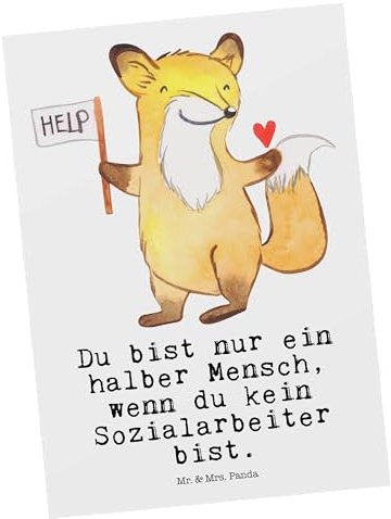 Mr. & Mrs. Panda Postkarte Sozialarbeiter Herz - Geschenk, Rente, Ansichtskarten, Schenken, Einladungskarte, Dankeschön, Dankeskarte, Geschenkkarte,