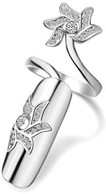 Uloveido Middle Finger Nail Decoration Fingernail Ring Finger Tip Ring Nail Art Charms Fashion Jewelry Accessories for Women Girls SZ287-2 (Platinum)