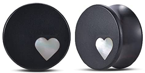 COOEAR 1 Paar Messgeräte für Ohr Holz Sattel Plugs und Tunnel Herz Logo Ohrringe Expander Stretcher.