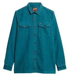 Superdry Vintage Cord Overshirt Chemise, Hydro Dark Turquoise, XL Homme