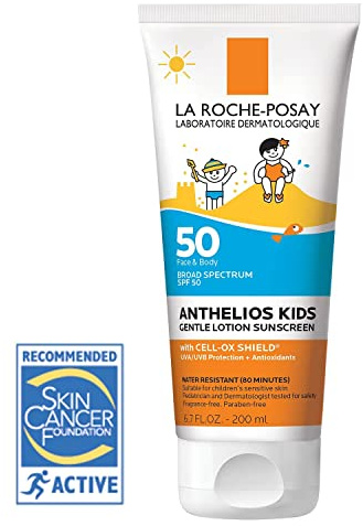 La Roche-Posay Anthelios Kids Gentle Lotion Sunscreen SPF 50, Broad Spectrum SPF + Antioxidants, Sunscreen For Kids, Octinoxate & Oxybenzone-Free, Pediatrician Tested, Non Comedogenic, Oil Free