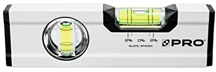 PRO600 Mini Wasserwaage 17cm mit 2% Gefälle - Ergonomischen Profil und ERS+ (Easy Reading System) Präzise Kleine Wasserwaage - Anti Shock Absorber Endkappen - Farbe Weiß