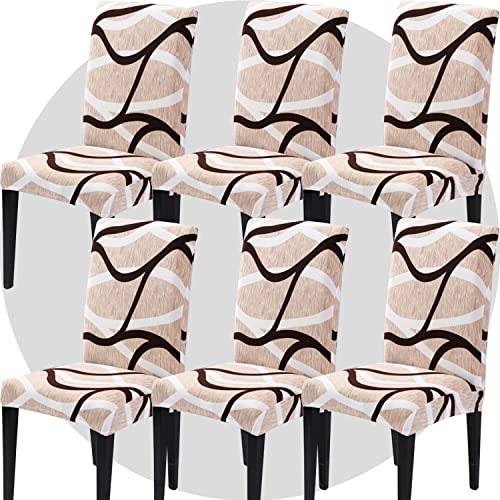 ZHILING Stuhlhussen Bezüge Set von 6 Super Fit Stretch abnehmbare waschbare Esszimmerstuhl Protector Cover Sitzbezug für Hotel, Esszimmer, Zeremonie, Bankett Hochzeitsfeier(Milchwelle)