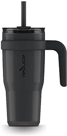 reduce 2.0 Tumbler with Handle - Vacuum Insulated Stainless Steel Mug Sip-It-Your-Way Lid and Straw Keeps Drinks Cold up to 34 Hours Sweat Proof, Dishwasher Safe, BPA Free (24oz, Phantom) (13228-FF)