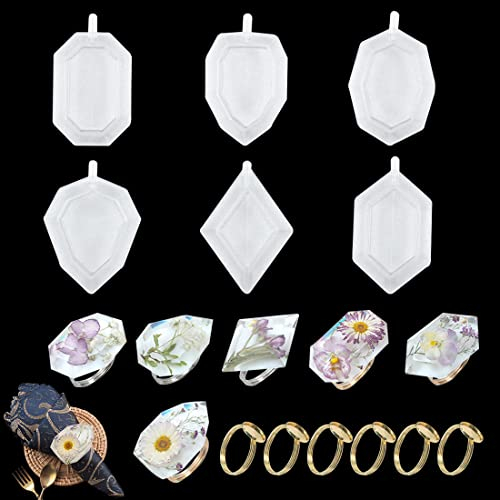 Voyyphixa 12 Stück Silikonformen Epoxidharz Set Anfänger, Kristall Resin Silikonform mit 6 Serviettenring, Bottle Stopper Resin Molds, Ball Harz GießEn Formen für DIY Cluster, Schmuck