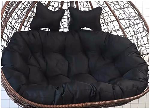 ZTGL Egg Chair Cushion Outdoor Waterproof, Double Hanging Wicker Rattan Egg Swing Cushion Replacement, 2 Person Hanging Egg Hammock Chair Cover Washable and Detachable,Black