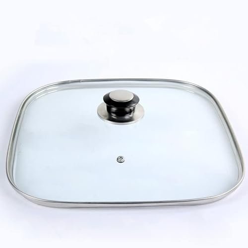Topfdeckel,Pfannendeckel 16-32cm Kochgeschirr Verstärkter quadratischer Glas-Deckel gehärteter Wok-Deckel Pyrex-Glas Runder Chef-Pfanne-Deckel mit Knopf Premium-Qualität Pan Cover (Color : 32CM)