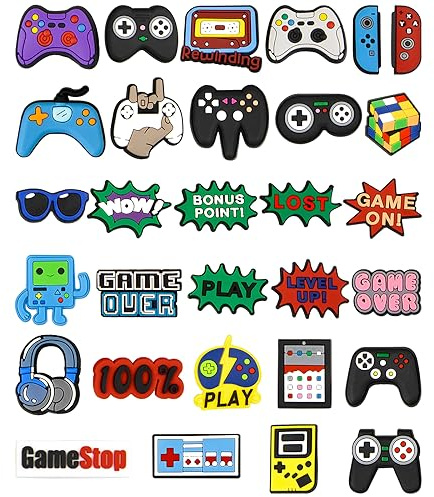 CUNUEN 30 Pcs Video Game Charms for Clogs Shoe Decoration