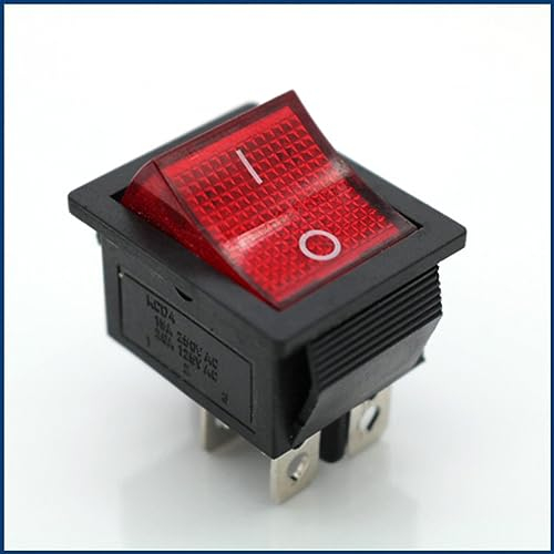 3 Stück Kippschalter 230V 16A On Off DPST Embedded Lamp Wippschalter (rot)
