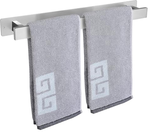 Handtuchstange Badezimmer Handtuchhalter Selbstklebend oder Schraubmontage Edelstahl Handtuchstange Wandmontage Wasserdicht und Rostfrei Geeignet für Badezimmer Wohnmobil Küche (40CM, Silber)