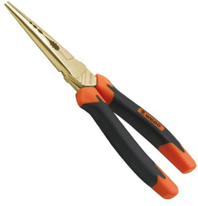 WEDO Alicates de punta de aguja, alicates de punta larga de precisión sin chispas, alicates de punta de corte, cortadores de alambre, longitud 8 pulgadas, 200 mm, bronce de aluminio, estándar DIN,