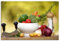 ARTLAND Wanddeko Leinwand Bilder Wandbild 90x60 cm Essen Mediterrane Küche Gewürze Kräuter Gemüse Stillleben Arrangement U4YN