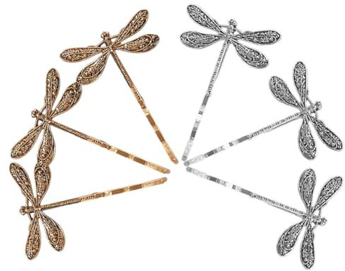 Ipetboom 6 Stk Vintage Libellen Haarspange Libellen-clip Vintage Haarspangen Dekorative Haarspange Libellen-haarnadel Libelle-haarnadel Libellennadel Metall Mädchen Fräulein Haarklammer, Silber Gold
