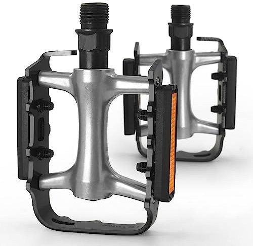 Aresvns Mountain Bike Pedals, Road/MTB Flat Cycling Pedals, Non-Slip Lightweight Aluminum Alloy Bicycle Pedals, Fits 9/16 Road Mountain Trekking BMX MTB Bike