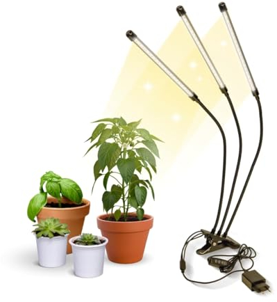 Mobiclinic®, Lámpara de cultivo led, Growflex x3, 3 modos, 6000k, 10 niveles brillo, Cabezales, Espectro completo, Temporizador, Giro 360º, 60w, Flexible, Plantas interior, Usb