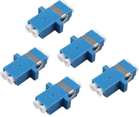 Jopto 5pcs LC to LC UPC Fiber Optic Coupler Singlemode/Multimode Duplex Flange Type Fiber Optical Cable Adapter LC to LC Female to Female Connector with Mount Panel for Server Rack Patch Panel