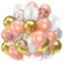 60 Palloncini Oro Rosa, Metallo Dorati Palloncini, Palloncini Coriandoli Oro Rosa, Bianco Opaco Palloncini in Lattice per Compleanno Matrimonio Anniversario Battesimo Prima Matrimonio Laurea Festa