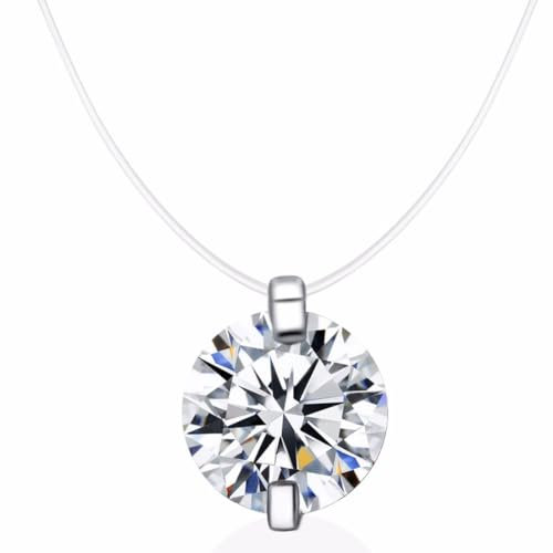 HZAOPZE 1 pz Halskette con Zirconi, Collane da Donna Collane Invisibili con Pendenti di Diamanti Colorati, Catena Trasparente con Pendenti, Idea Regalo per Donne Ragazze