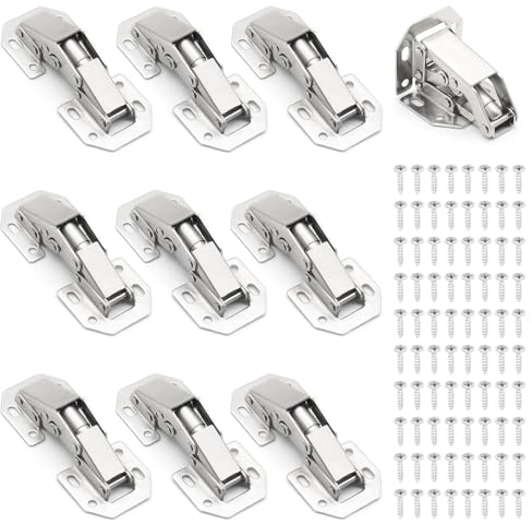 Aoyswuz 10 Stück Scharniere für Schranktüren mit Schrauben 77 x 32 mm 90 Grad Topfscharnier Stumm Türscharniere für Küchenschrank Kleiderschrank