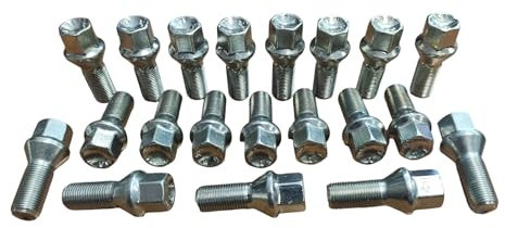 20 Bulloni Ruota Fissaggio Ruote Compatibile Con BMW Serie 1 2 3 5 7 X1 X2 X3 X4 X5 X6 Gomme Cerchi in Acciaio Lega Ferro Made in Italy M14x1,25 hex 17