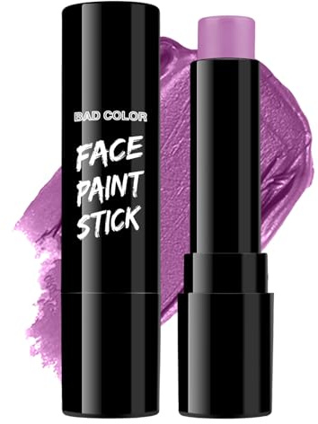 BAD COLOR - Barra de pintura facial morado claro, color crema, lavanda, bígaro, negro, resistente al sudor, impermeable, para deportes, violeta, lila, Halloween, SFX, Úrsula, cosplay, maquillaje