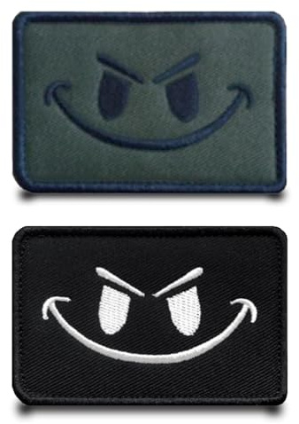 2 Stück Glücklich Lustige Flagge Patch Abnehmbare Aufnäher mit Stickereiverschluss Applikation Taktisch Militär Patch für Jacke Weste Stickereibänder Rucksäcke Taktische Kleidung Taschen Abzeichen