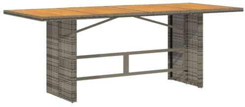 vidaXL Gartentisch, Terrassentisch mit Akazienholz-Platte Stahlrahmen, Esstisch für Garten Terrasse, Gartenmöbel Tisch, Grau 190x80x75cm Poly Rattan