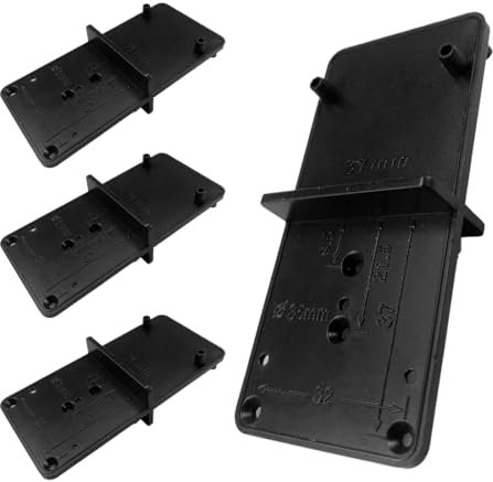 VPOUERY Plantilla de centrado de 4 piezas para bisagras Ø 26mm,35mm y 40 mm,Plantilla de taladrado para montaje de placas perforadas 32er y placas perforadas excéntricas armadas(Negro)
