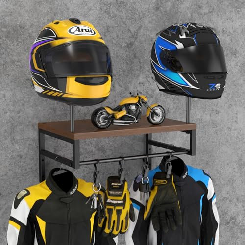 BORISI Helmet Holder - Wall Mount Stand with Motorcycle Accessories, Helmet Hanger & Rack for Display