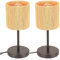 LIGKIN 2 Stück Vintage Tischlampe Nachttischlampe Bohemian Style Rattan Schirm Tischlampe E27 Nachtlicht Deko für Schlafzimmer Büro Lesen