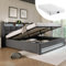 FEZTOY Polsterbett 160x200 mit Matratze, LED Doppelbett mit Stauraum und Lattenrost, Kopfteil mit Staufach und USB, Hydraulisch Stauraumbett Bettgestell (Grau+Matratze, 140x200cm)