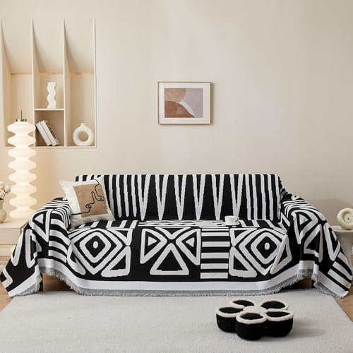 SHANNA Sofa Überwurfdecke 1/2/3/4 Sitzer, Chenille AB Seiten Ganzjährig Nutzbar Sofabezug L Form U Ecksofa Große Sofa Überzug, Vielseitige Sofaüberwurf Couch Überzug Sofa Cover Futonbezug mit Quaste