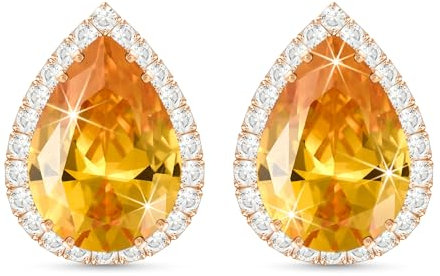 Linawe Gelbe Ohrringe Rosegold, Ohrstecker Schmuck Set, Ohrhänger Damen, Hypoallergene Ohringe Jewelry, Diamanten Diamonds Modeschmuck Ohrringe Nickelfreie