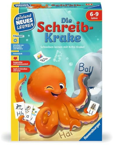 Ravensburger Kinderspiel Die Schreib-Krake - Lernspiel ab 6 Jahre | Spiel für 1-4 Spieler, Spielend Neues Lernen, Geschenk für Jungen und Mädchen