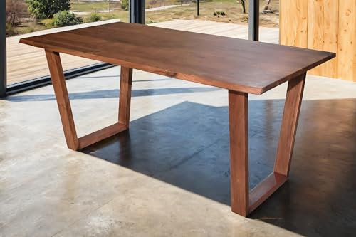 SAM Esstisch 180x90 cm Girona, Akazienholz massiv & nussbaumfarben, Baumkantentisch mit V-Holzgestell, echte Baumkante, pflegeleichter Holztisch/Massivholztisch