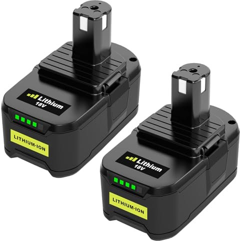 Moticett 2 x 18 V 5.5 Ah Batterie de Rechange pour Ryobi 18 V Compatible avec la Batterie pour Ryobi 18V RB18L50 RB18L40 RB18L25 RB18L15 P108 P107 P122 P104 P105 P102 P103 avec Indicateur LED